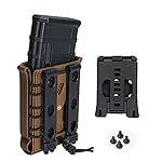 IDOGEAR Mag Pouch 5.56mm Rifle Magazine Pouches 7.62mm Molle Softshell Universal Mag Carrier for M4 AR15 M16 AK Magainzes (z.Coyote Brown-MOLLE&Belt Clips Set)