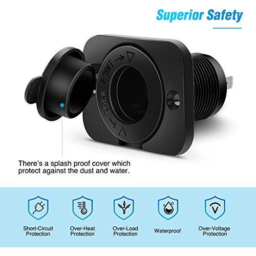 Nilight 2 Pack Car Cigarette Lighter Socket DC 12V Waterproof Power Outlet Adapter Replacement with Terminals Wires and Screws for Marine Boat Motorcycle, Boat, Car,Truck, RV, ATV by Nilight - Image 4