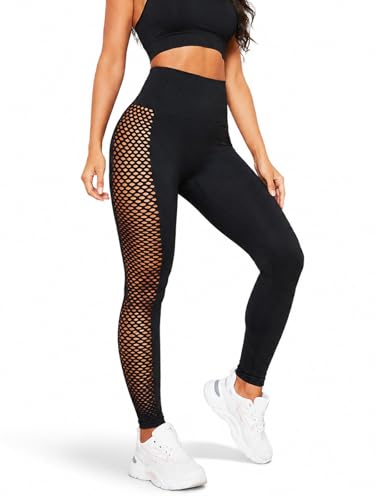 Image of DVDVBOOM Tummy Control Leggings High Waist, Funky Black High Waisted Leggings Yoga Pants Women, Womens Activewear for Gym Workout Sports (UK, Alpha, L, Regular, Regular, Black)