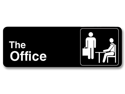 Black The Office with Icons Bumper Sticker (Funny TV Show Dunder Fan Vinyl) (3 x 9 inch)
