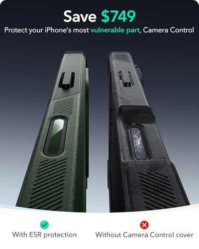 Image of ESR for iPhone 16 Pro Phone Case, 23ft Military-Grade Drop Protection, Shock-Absorbing Rugged Cover, MagSafe Accessories Compatible, Cyber Series, Army Green
