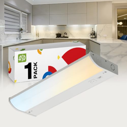 Image of ASD LED Under Cabinet Lighting, 12 inch 5W 325 LM, Dimmable Hardwired Under Cabinet Lights for Kitchen, 3000K Soft /4000K Cool /5000K Daylight, Under Counter Light Fixtures, ETL, White, Bullnose Design