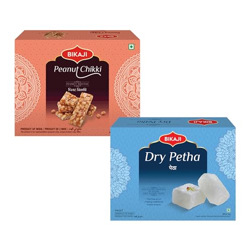 Bikaji Dry Petha 350g & Chikki Peanut 400g | Soft Sweet Petha with Crunchy Peanut Chikki | Ideal Sweet Combo