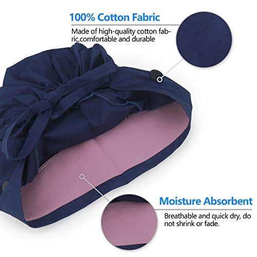 Image of QBA Adjustable Working Cap with Button, Satin-Lined Hat, Cotton Working Hat Sweatband, Elastic Tie Back Hats Unisex