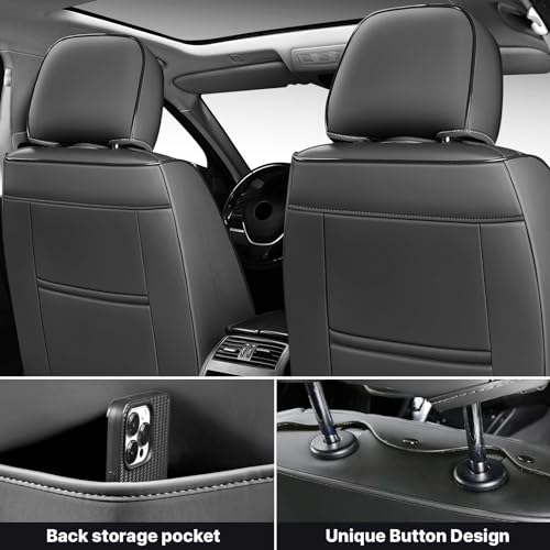 Image of Front Seat Covers for Ford Transit 150 /250 /350 Van 2015-2026, Black-Gray