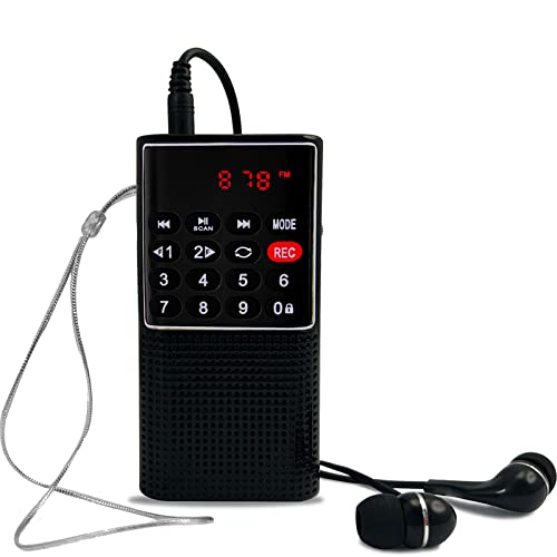 Gelielim Portable Pocket Radio Battery Mini Walkman Fm Radio With Recorder, Earphone, Rechargeable Battery Operated, Tf Card Player For Walk/Gym/Camping/Running(No Am) #TOP27