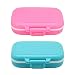Meta-U Small Pill Box Supplement Case for Pocket or Purse - 3 Removable Compartments Travel Medication Carry Case - Daily Vitamin Organizer Box (Pink+Blue)