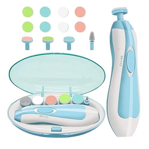 Baby Nail Trimmer Electric Nail Drill Safe File,Baby Nail Clippers with Light & 6 Grinding Pads Polishing Shape Tools for Newborn Toddler or Adults Toes and Fingernails, Kids Nail Care (Blue)-image-21