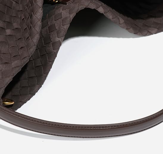 Woven Suede Shoulder Bag for Women Suede Hobo Bag Tote Elegant Handbag Satchel for Work Travel - Image 5