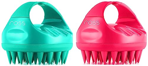 Image of Ross Hair Scalp Massager Shampoo Brush with Soft Silicone Bristles, Pink & Hair Exfoliating Scalp Massager Shampoo manual Brush with Soft Silicone Bristles, Anti Dandruff, Green