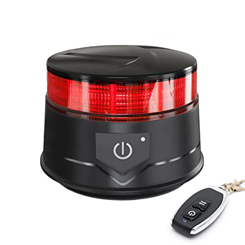 Image of Agrieyes Amber Beacon Light 4.2Inch, Flashing Safety Warning Lights Permanent /Magnet Mount (Red, Remote)