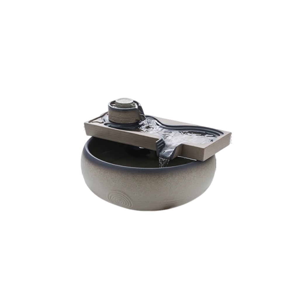 QUSYZD Indoor Waterfall Fountain Natural Stone-Ground Relaxation Desktop Fountain with Mist Humidifier, Circulating Water Wheel Tabletop,