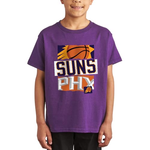 Junk Food NBA - Phoenix Suns - Ripped Logos - Officially Licensed Youth Short Sleeve Fan Tee for Boys and Girls