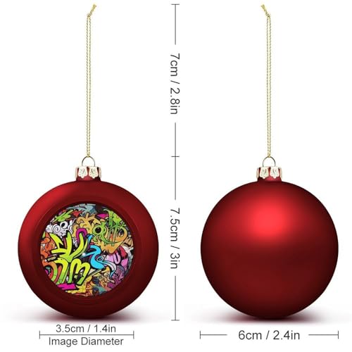 Boules de Noël décoratives graffiti pour sapin de Noël et suspensions de fête