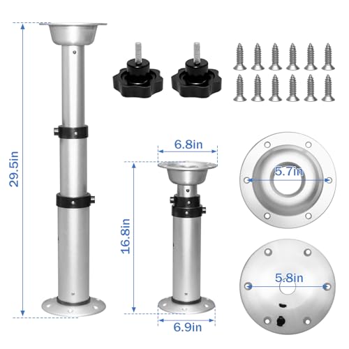 HWHongRV Verstellbares Tischbein für Wohnmobil, 43,2 - 71,1 cm, ein breites Spektrum an Höhenverstellung, Tischsockel kann leicht zerlegt werden, aus Aluminium für Wohnmobil, Marine, Boot