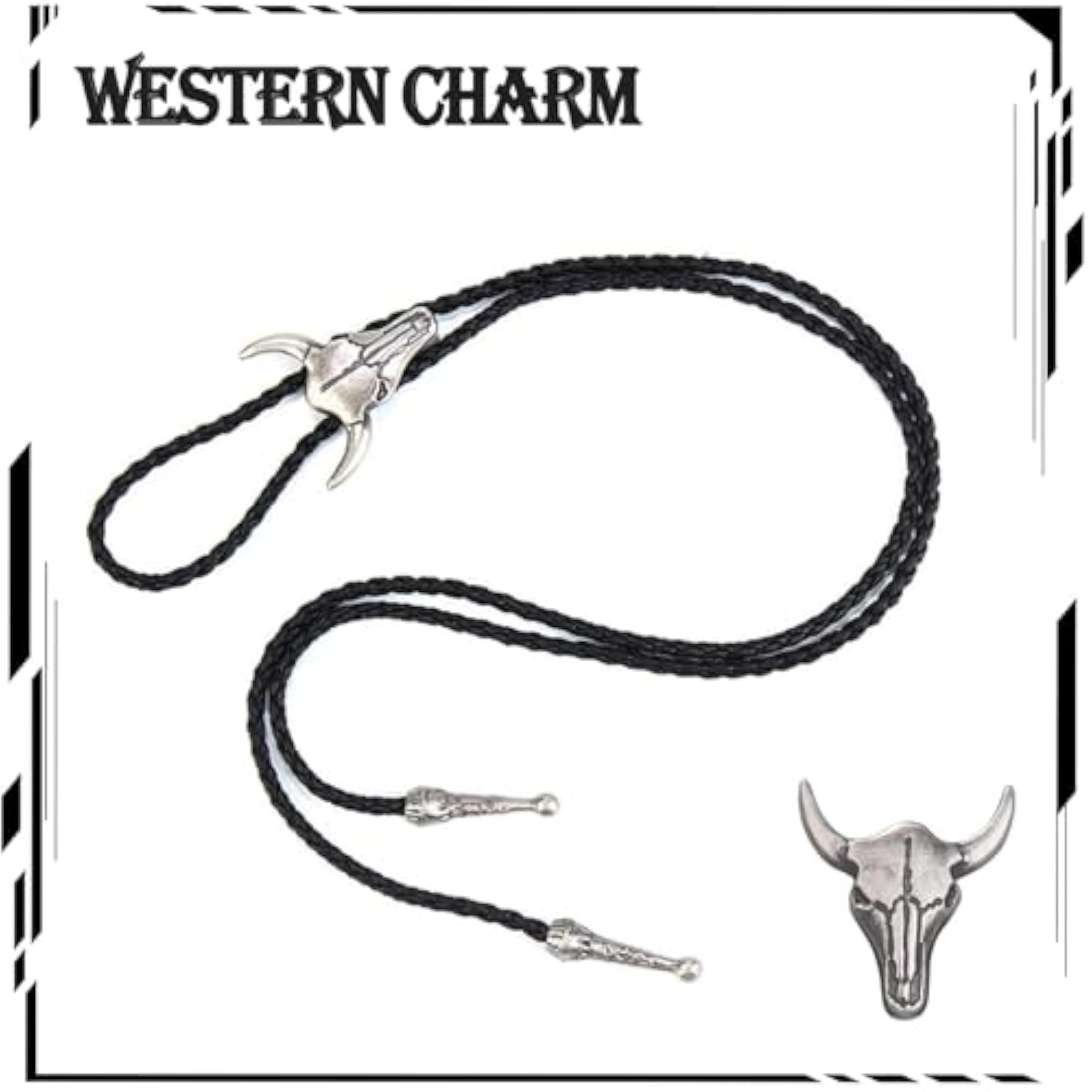 Men's 2pc Bolo Tie Set, Retro Style Necklace
