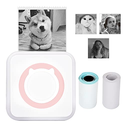 Mini Pocket Printer Globalstore Wireless Inkless Pocket Printer, Mini Label Printer with Thermal Paper/Self-Adhesive Thermal Paper Portable Thermal Photo Memo Note Printer for iOS/Android Smartphone