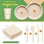 Gezond 400pcs Compostable Paper Plates Set Eco-friendly Heavy-duty Disposable Paper Plates Cutlery Includes Biodegradable Plate, Forks, Knives, Spoons, Cups and Straws for Wedding Party - Image 2