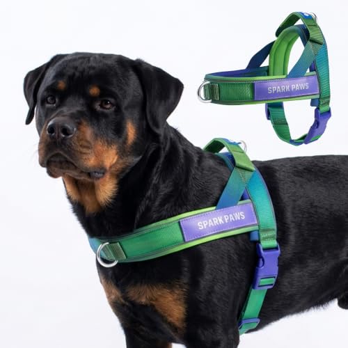Image of Spark Paws No Pull Front Clip Dog Harness - Easy On, Padded and Lightweight | Two Clips, On in Seconds, Chest Bearing, Australian Style, No Throat Pressure, for Small Medium and Large Breeds