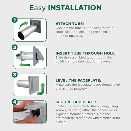Image of NO-PEST VENT Dual Door Dryer Vent Cover 4 Inch Outdoor, Made in USA, Highest UV-Resistant Plastic, No Lint-Collecting Screen (Slate Grey, 4 inch Plastic Vent No Collar)