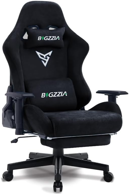 Bigzzia Gaming Chair, Video Game Chair with Footrest, Abrasion-resistant velour Computer Chair, 3D Armrests PC Chairs for Adults