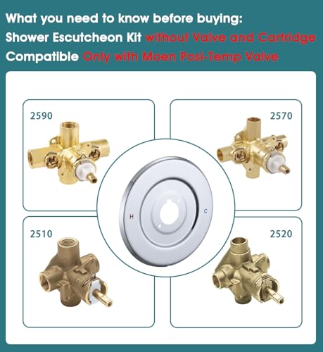 RAINREVIVE Replacement Escutcheon Plate for Moen Gibson Posi-Temp, for One-Handle Tub and Shower Faucets, Single Metal Round Shower Escutcheon Kit, Chrome by RAINREVIVE - Used condition - Image 3
