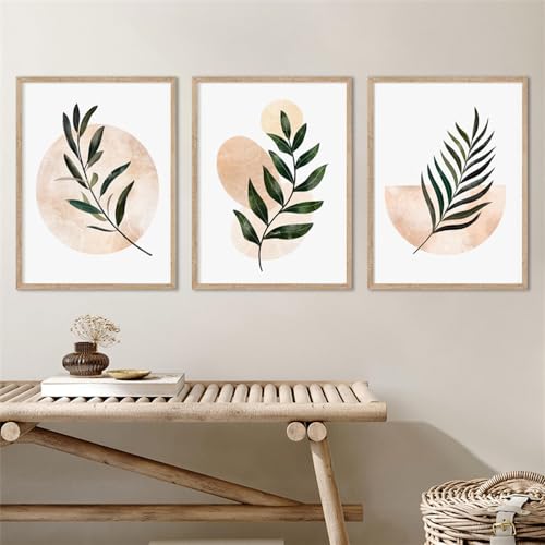 Tableau abstrait minimaliste beige toile palmier décoration murale salon cuisine nordique 50x70
