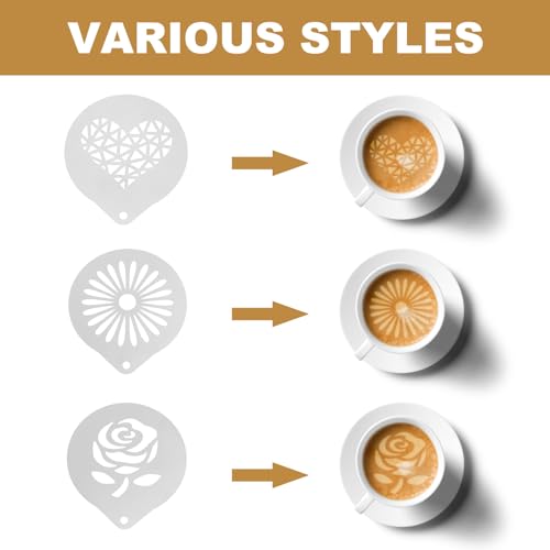 VANZACK 3pcs Stainless Steel Coffee Art Stencils Set, Milk Foam Templates for Latte and Cappuccino, DIY Coffee Decorating Tools for Home and Restaurant Use - Image 9