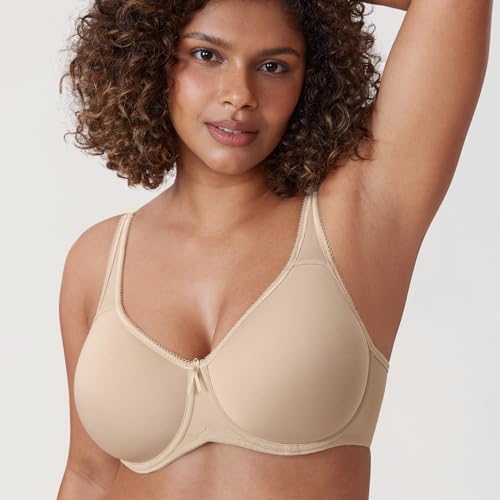 Image of DELIMIRA Women's Seamless Tshirt Plus Size Bras | Full Coverage, Underwire, Lightly Lined, Up to F