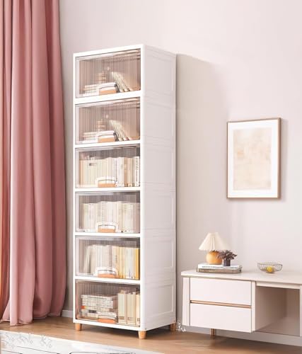 Image of LUHI Multi-Purpose Organizer | Modular Storage Box for Clothes, Kitchen, Bedroom & Living Room | Stackable Rack, Space-Saving Wardrobe Cabinet (Crystal White, 6-Layer)