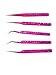 Produktbild Wimpernverlängerung Pinzette 5er Set Profi Edelstahl mit Reiseetui Pink Effekt