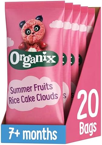 Organix Summer Fruits Rice Cake Clouds, Berry Flavour, 5 x (4 x 18 g Packs)