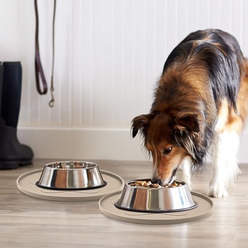 Ptlom Pacote com 2 Tapetes Antiderrapantes para Comida E Água, Tapetes para Comida E Água para Anima