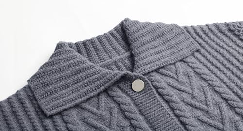 Image of CHARTOU Women Winter Thick Cardigan Lapel Collar Button Down Chunky Knit Coatigan Sweater Jacket