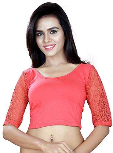 Fressia Fabrics Women's Stretchable Readymade Saree Blouse Crop Top Choli Lightpink