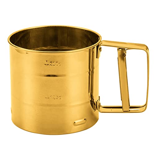 Manual Flour Sifter Hand Press Semi Automatic Cup Flour Sieve Kitchen Baking Sieve Accessories Cake Gadget Flour Sieve for Baking Fine Mesh Bread Easy to Clean Stainless Steel 1 Cup Sieve Cup