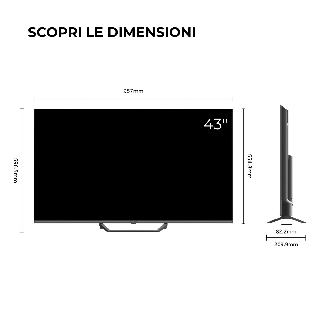 Haier QLED 4K UHD H43S81FUX 43'' Smart TV, Google TV, Dolby Audio, HDR 10, Telecomando Smart, Google Assistant, Bluetooth 5.1, Gaming 120Hz, USB 2.0, DBX TV, HDMI 2.1 x 4