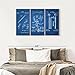 ElephantStock Dental Clinic Tools Blueprint Wall Art, 3-Piece Ready-to-Hang Patents Wall Art and Industrial Decor, Industrial Wall Decor and Professions Patent Prints Wall Art for Men - 45