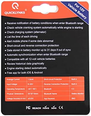 Battery Monitor BM2 device for Cars & Campervans 12V Battery/leisure battery tester Compatible with Android iOS and Ipad with bluetooth 4.0 and above.