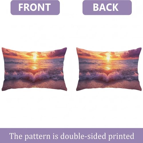 Housse coussin extérieur imperméable 40x80 en lin double face avec zip invisible - 6