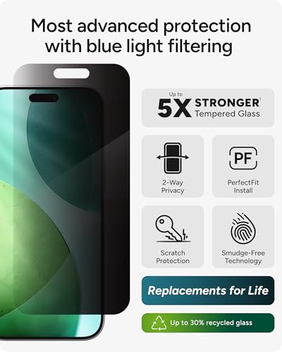 Image of ZAGG Glass Elite Privacy Screen Protector for iPhone Air - 2-Way Privacy Filter, 5X Stronger, Fingerprint-Resistant, InvisibleShield, Easy Two-Step Installation