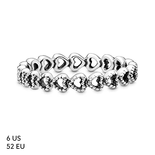 Pandora Jewelry Band Of Hearts Sterling Silver Ring, Size 7 #TOP5
