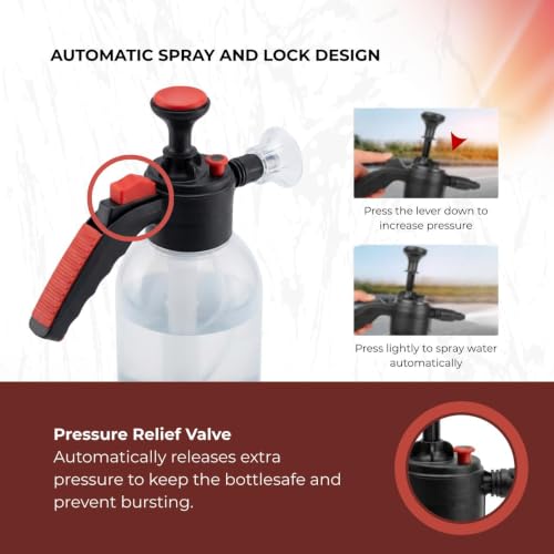 Image of 2 Litre Premium Foam Sprayer & Microfiber Cloth Durable Pump for Car Wash, Cleaning, Garden, DIY, Portable Foam Bottle