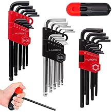 Hex Key Allen Wrench Set, 35-Piece Long Arm Inch/Metric/Torx Ball End with T-Handle, Chrome Vanadium Steel
