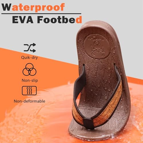 Image of KuaiLu Mens Flip Flops Arch Support Comfortable Summer Beach Thong Sandals Yoga Foam Cushion Slip on Slippers