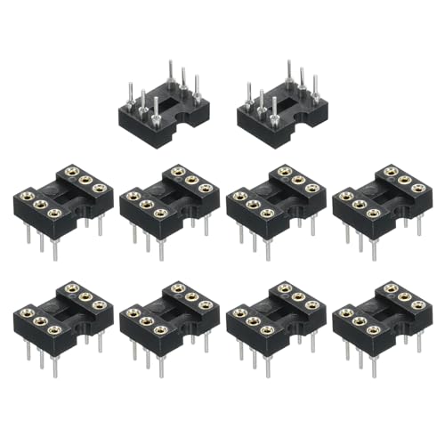 sourcing map 2.54mm Pitch 6 Pins DIP IC Socket Connector Dual Row 7.6 Row Pitch Round Pins Soldering for Electronics Experiment DIY 20 Pcs