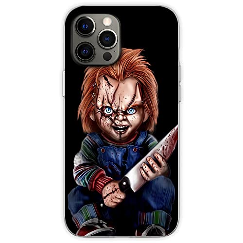 maodege Compatible with iPhone 13 Case Halloween Chucky Classic Horror Movie Blood Rubber Shockproof Soft TPU Silicone Phone Protective Case Cover
