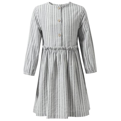 Girls Long Sleeve Maxi Dress Kids Spring Casual Striped Sundresses for Girls 6-12 Years3