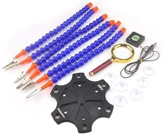 Hockus Accessories Multifunction Third Hand for FPV Racing Quadcopter Aluminium Alloy Welding Table Six Arms Soldering Station with USB Fans - (Color: Black Whole kit)