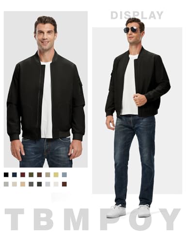 TBMPOY Jaqueta bomber masculina leve, corta-vento leve, casual, elegante, outono, golfe, vestido uni